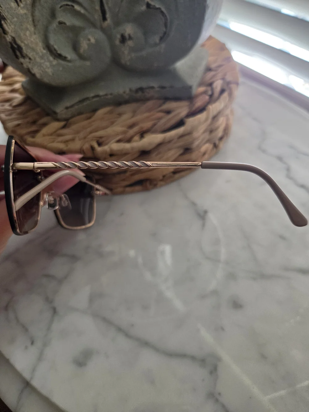 Women's Tahari Rimless Sunglasses with Brown Lenses and Rose Gold Accents